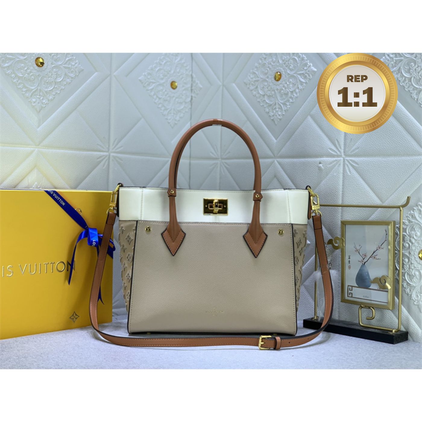 [REP 1:1] Louis Vuitton On My Side MM Tote Bag Grey For Women 12in/31cm